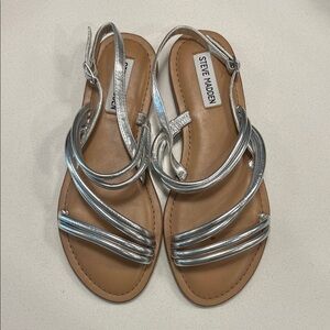 Steve Madden Metallic Silver Strappy Sandals